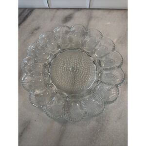 VINTAGE INDIANA CRYSTAL GLASS HOBNAIL DEVILED EGG PLATE GWB002